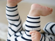 Lille Toni Merino mitwachsender Babystrampler blau weiss gestreift