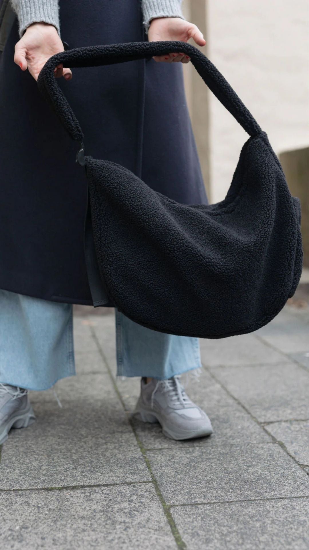 Lukkily Mombag Wickeltasche verstellbar Teddy black