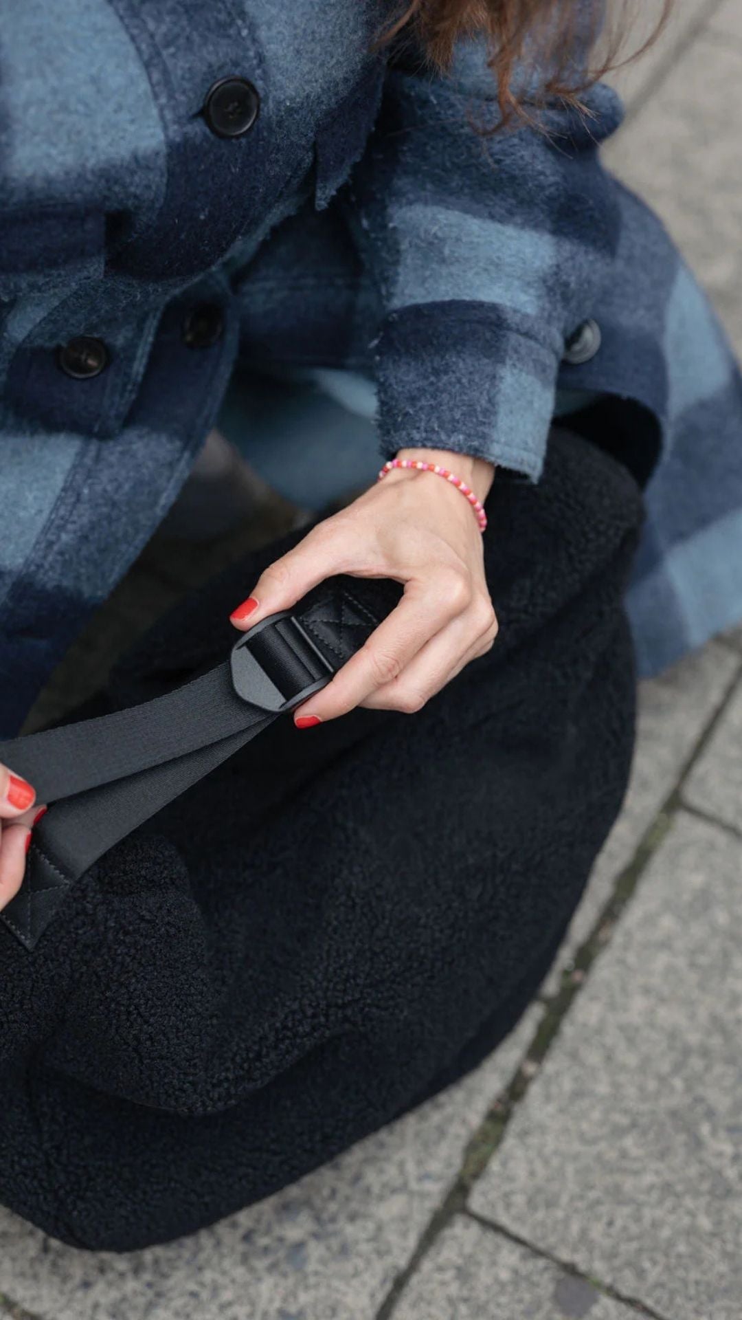 Lukkily Mombag Wickeltasche verstellbar Teddy black