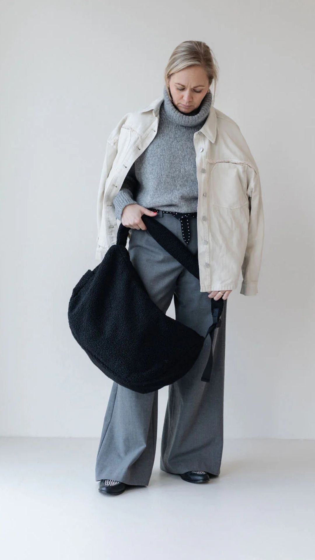 Lukkily Mombag Wickeltasche verstellbar Teddy black