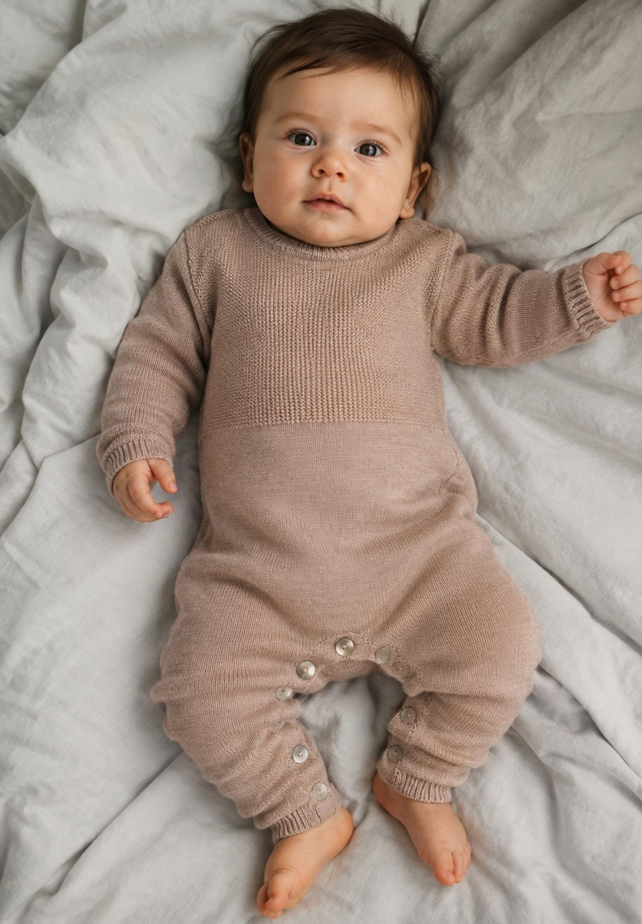 Maglificio di Verona Baby Strampler aus Merinowolle in beige
