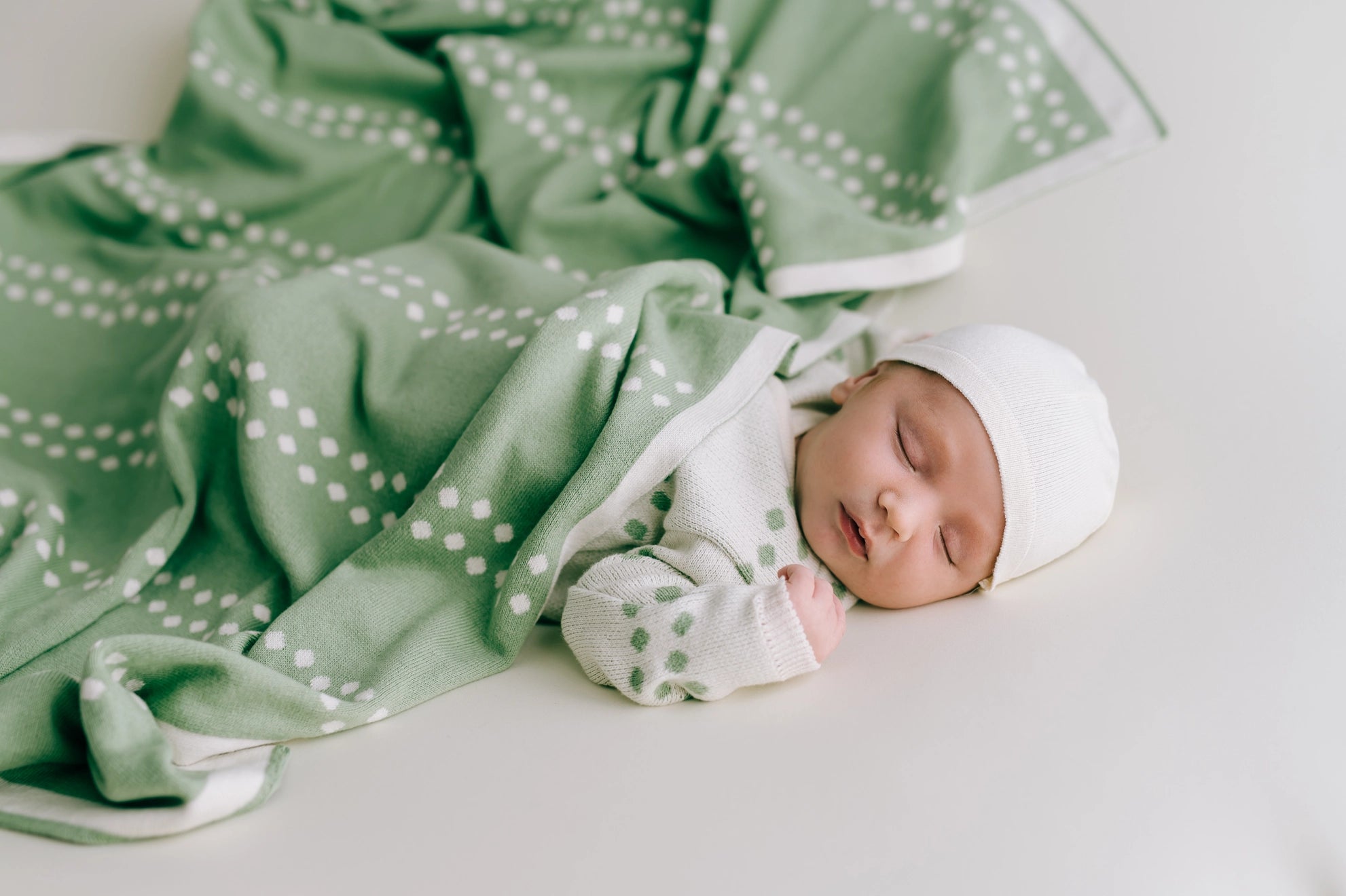 Micu Micu Newborn Strickset Biobaumwolle dots mint