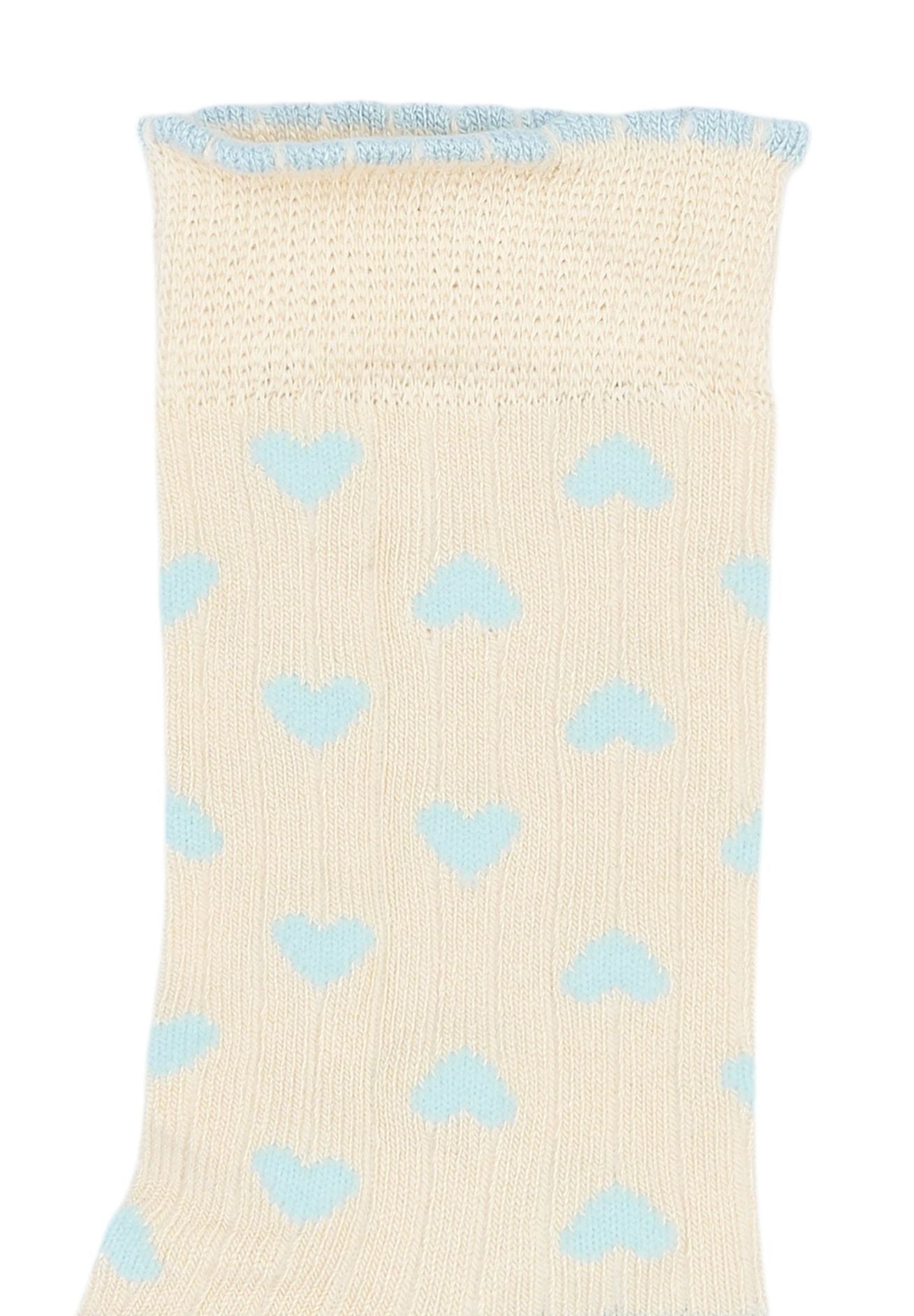 Minipop Bambus Socken Herz ecru hellblau