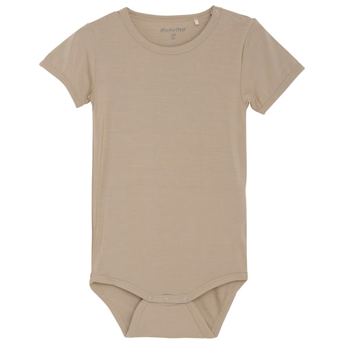 Minymo Bambus Viskose Body kurzarm taupe