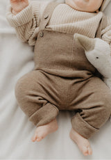 Mitwachsende Bio Merino Baby-Stricklatzhose in coffee