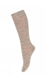 mp denmark Ripp Kniestrumpf aus Wolle in light brown melange MiniMe