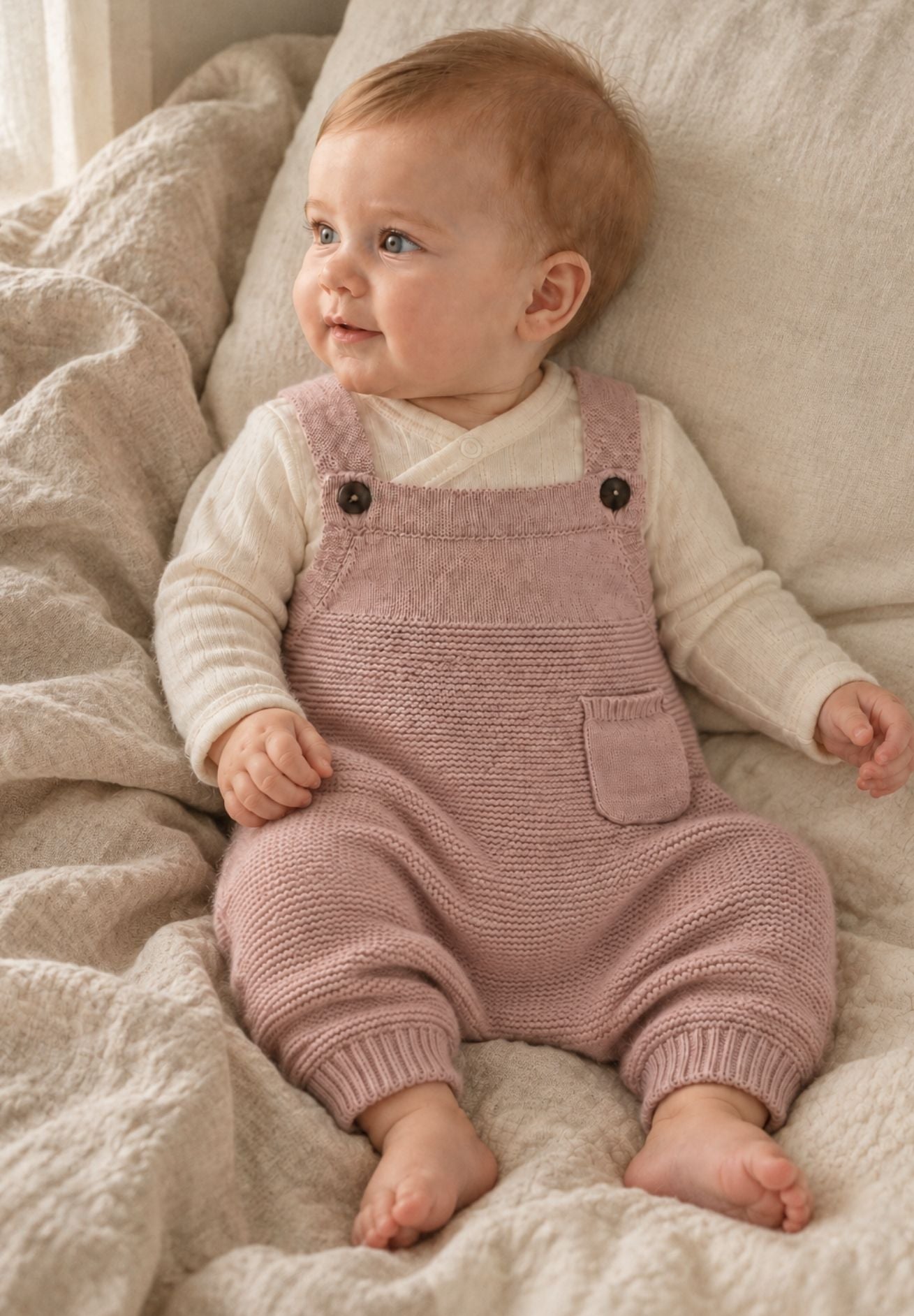 Puri organic mitwachsende Baby-Stricklatzhose in versch. Farben