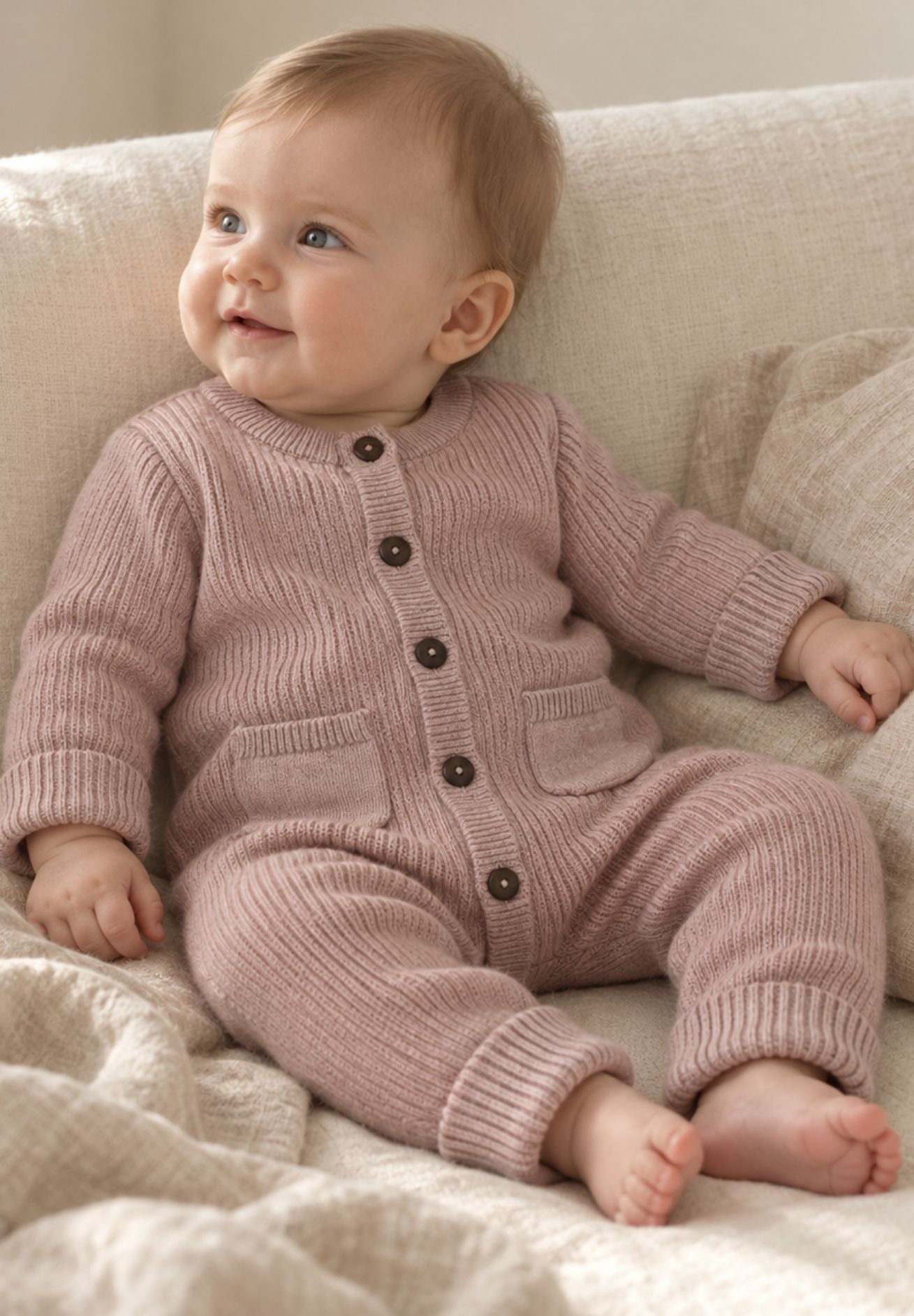 Puri organic mitwachsender Woll Baby-Strickoverall versch. Farben