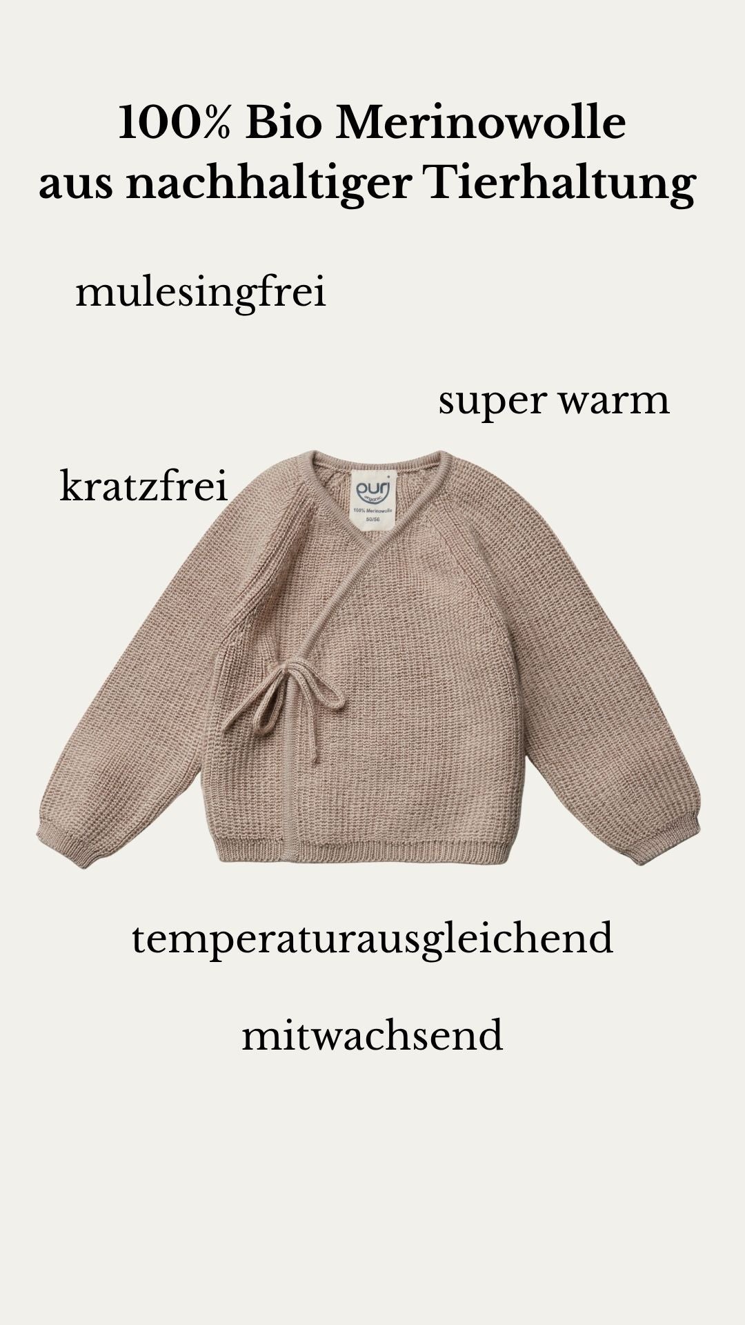 Puri Organic mitwachsender Merino Kimono in versch. Farben