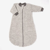 Lilano warmer Baby Schlafsack mit Arm Schurwollfrottee grau Ringel