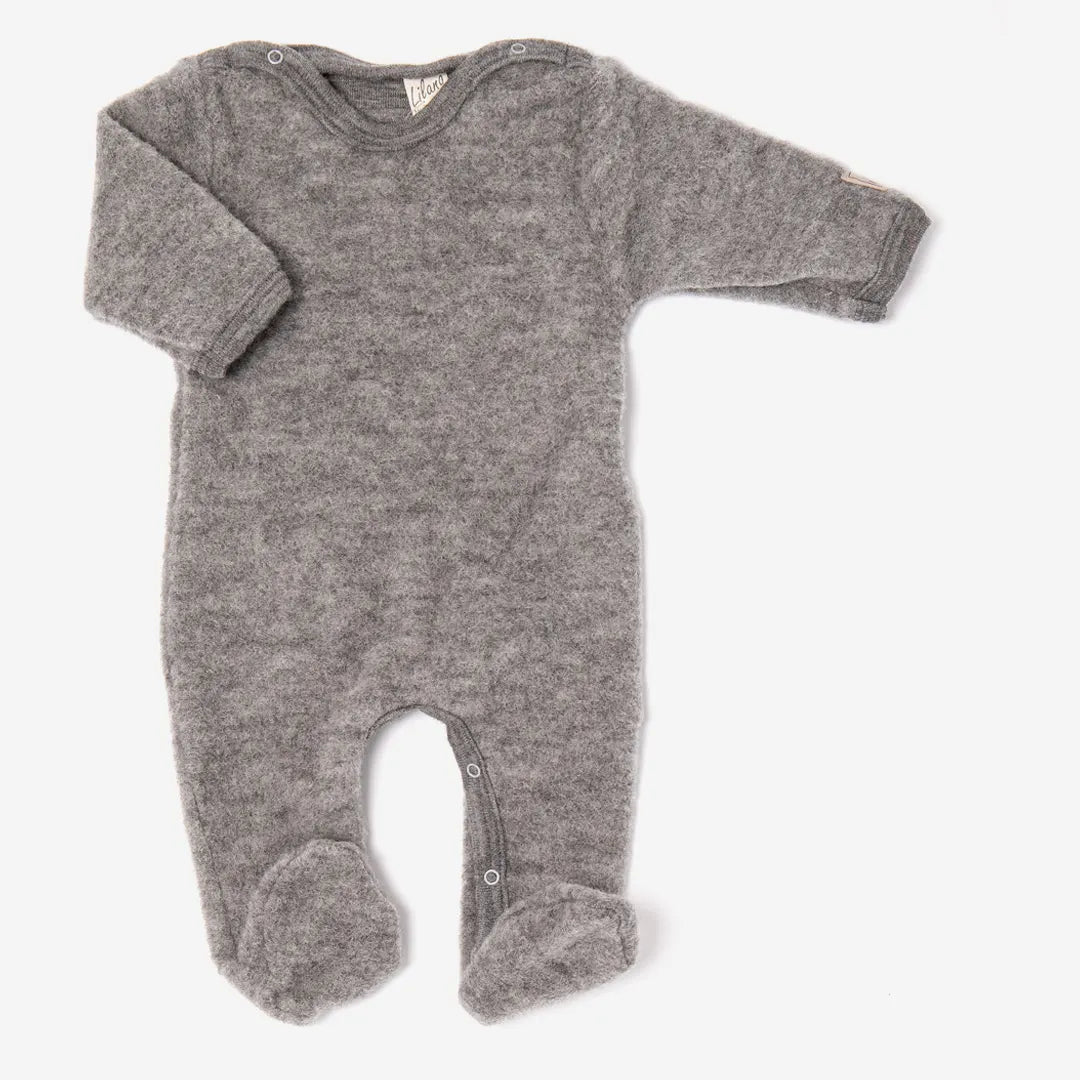 Lilano Baby Strampler Schurwollfrottee hellgrau