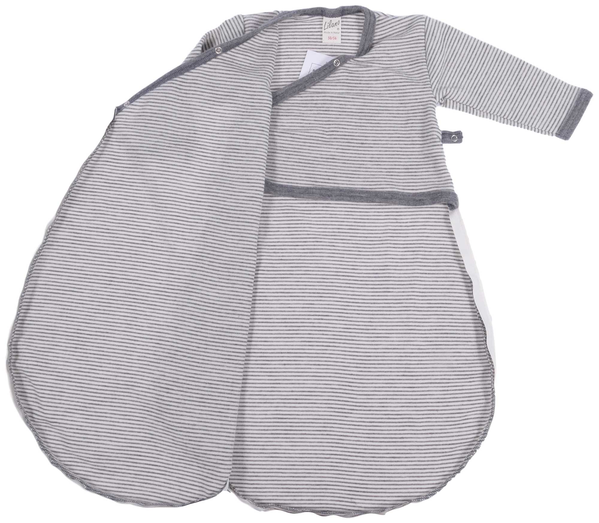 lilano schlafsack 74 80 Lilano Baby Ganzjahres Schlafsack Wolle Seide Ringel grau ecru – coucou natur