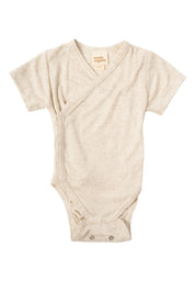 Wooly organic Tencel Leinen mitwachsender Wickelbody kurzarm ecru melange