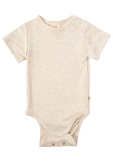 Wooly organic Tencel Leinen mitwachsender Body kurzarm ecru melange