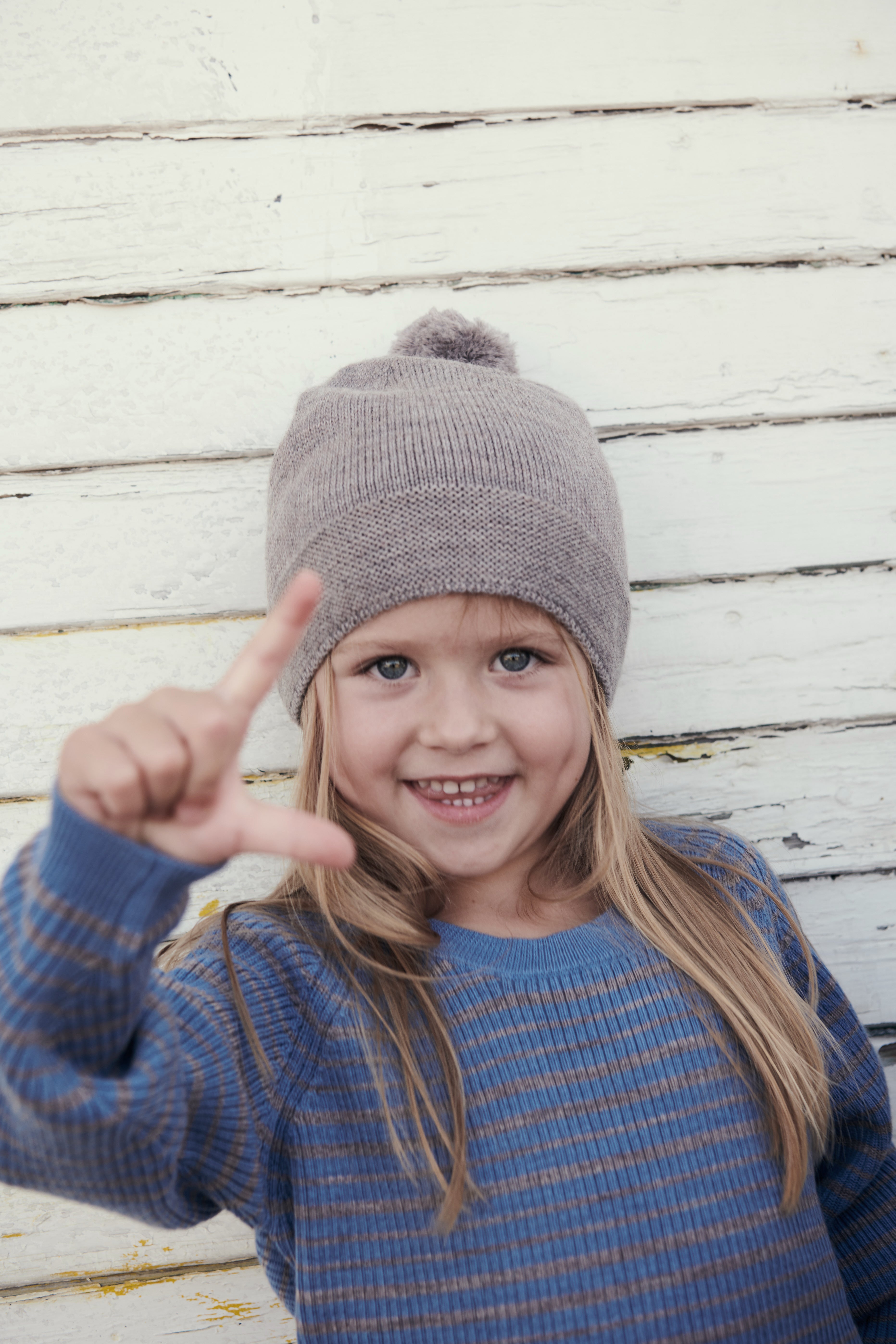 Copenhagen Colors Merino Beanie mit Pompom in natural melange