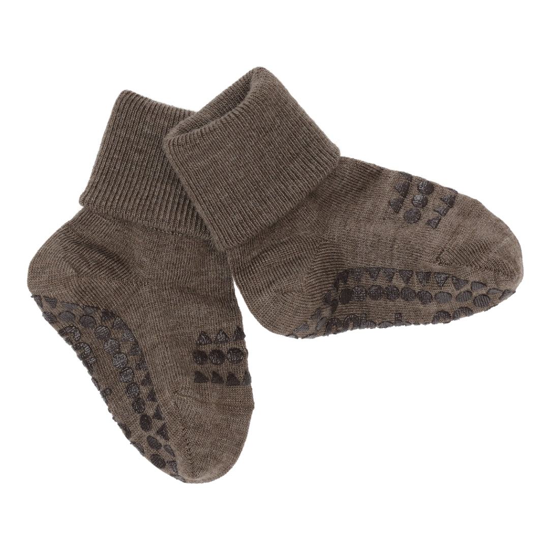 gobabygo Antirutsch Woll  Socken "braun melange"
